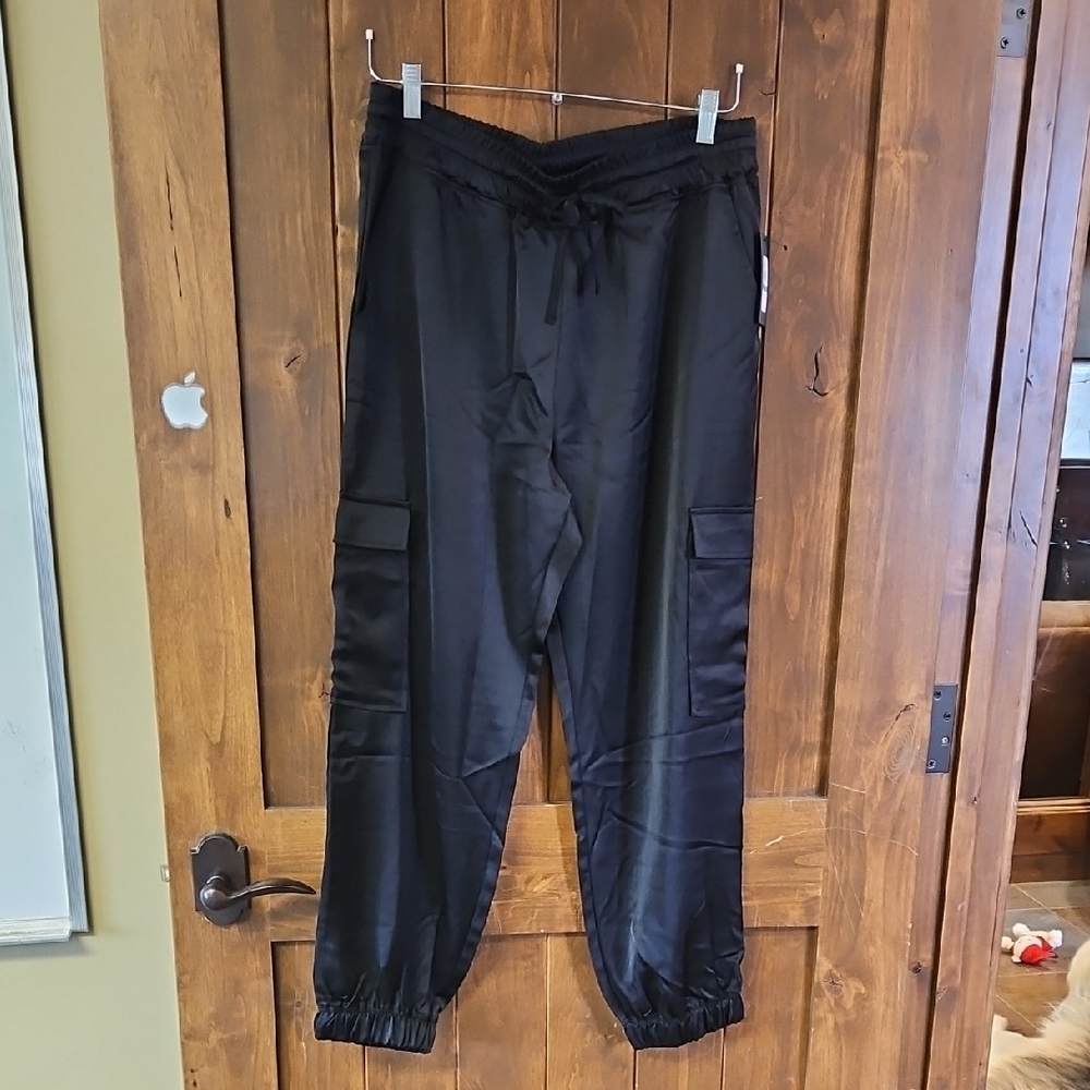Andrew Marc Black Satin Women's Cargo Pants